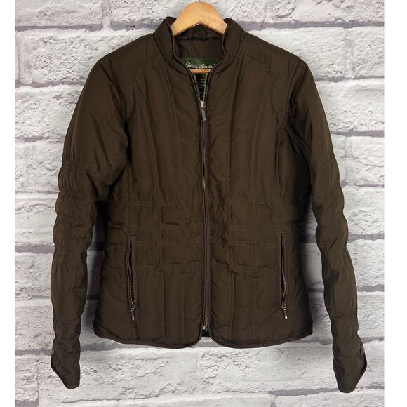 EDDIE BAUER DOWN Women's S Brown Quilted Puffer Zip Goose Down Outdoor Jacket - Picture 2 of 11